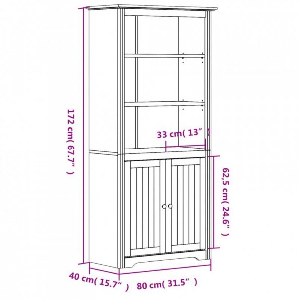 Biblioteczka BODO, szara, 82x40x173 cm, lite drewno sosnowe