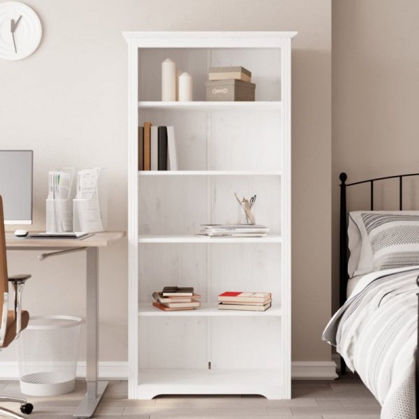 Biblioteczka BODO, biała, 82x40x173 cm, sosnowa, 5 półek