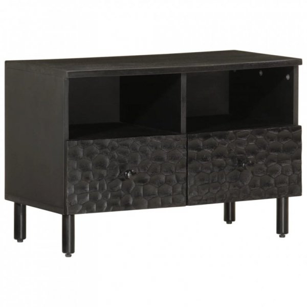 Szafka pod telewizor, czarna, 70x33x46 cm, lite drewno mango