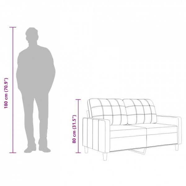 Sofa 2-osobowa, jasnożółta, 140 cm, tapicerowana tkaniną