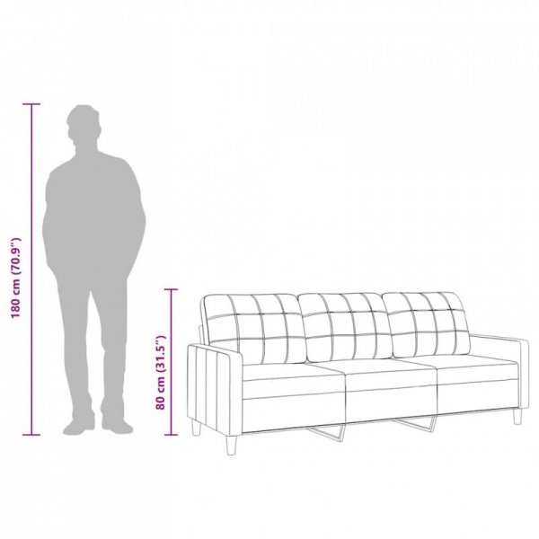 Sofa 3-osobowa, brązowa, 180 cm, tapicerowana tkaniną