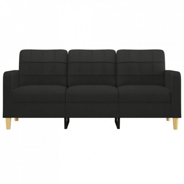 Sofa 3-osobowa, czarna, 180 cm, tapicerowana tkaniną