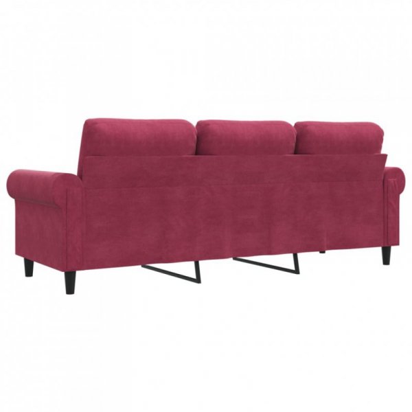 Sofa 3-osobowa, winna czerwień, 180 cm, obita aksamitem