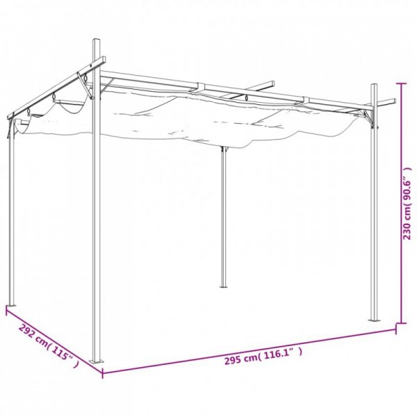 Pergola ze zwijanym dachem, antracytowa, 295x292x230 cm