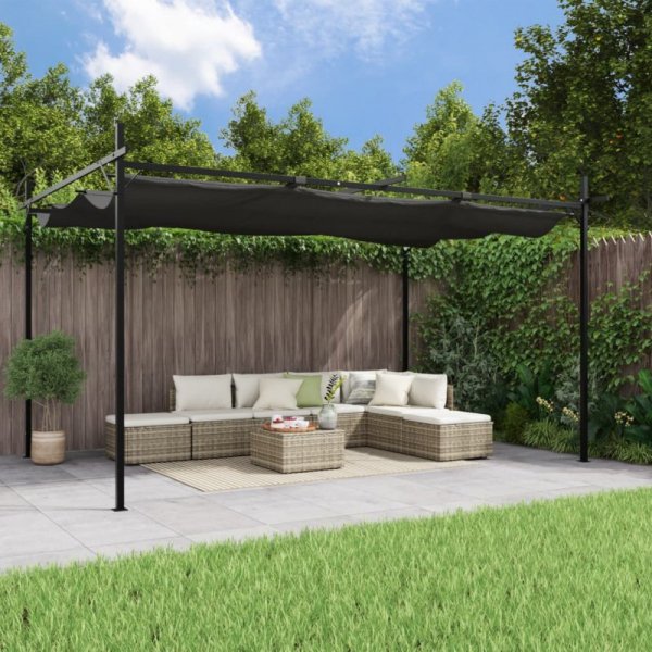 Pergola ze zwijanym dachem, antracytowa, 395x292x230 cm