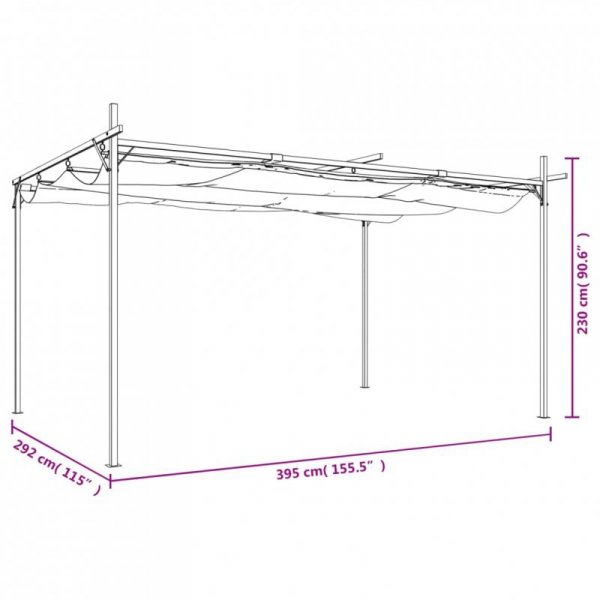 Pergola ze zwijanym dachem, antracytowa, 395x292x230 cm