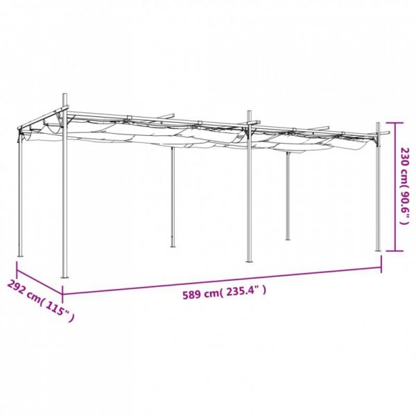 Pergola ze zwijanym dachem, antracytowa, 589x292x230 cm