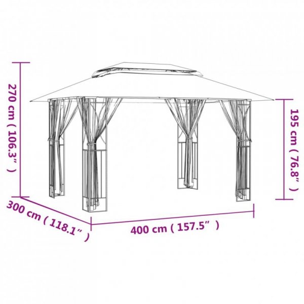Altana z dachem, antracytowa, 400x300x270 cm, stal