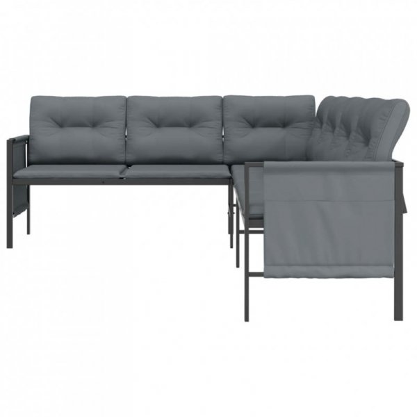 Ogrodowa sofa narożna, antracytowa, stal i textilene