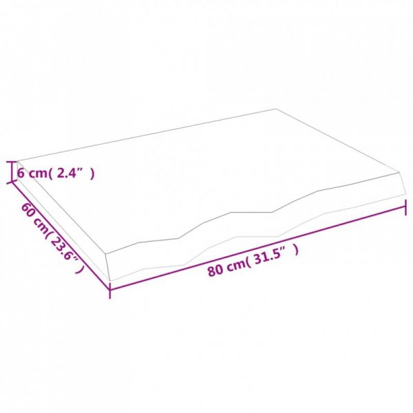 Półka, 80x60x(2-6) cm, surowe lite drewno dębowe