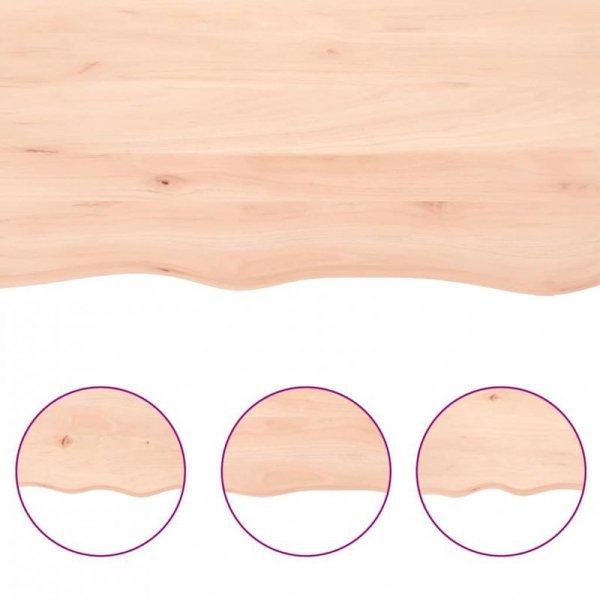 Półka, 200x60x(2-4) cm, surowe lite drewno dębowe