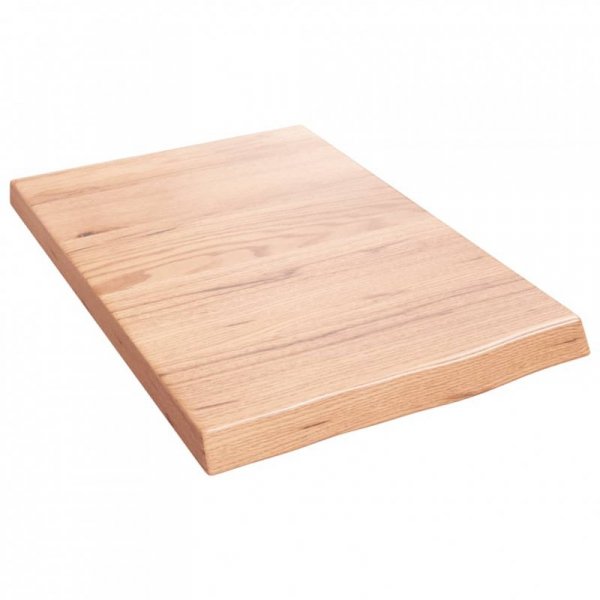 Półka, brązowa, 40x60x(2-4) cm, lakierowane lite drewno dębowe