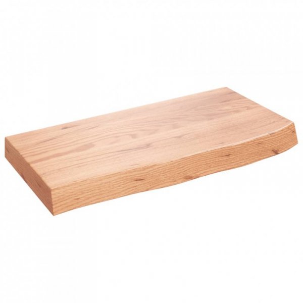 Półka, brązowa, 60x30x(2-6) cm, lakierowane lite drewno dębowe