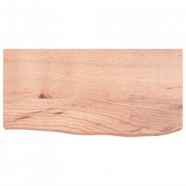 Półka, brązowa, 60x30x(2-6) cm, lakierowane lite drewno dębowe