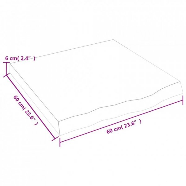 Półka, brązowa, 60x60x(2-6) cm, lakierowane lite drewno dębowe