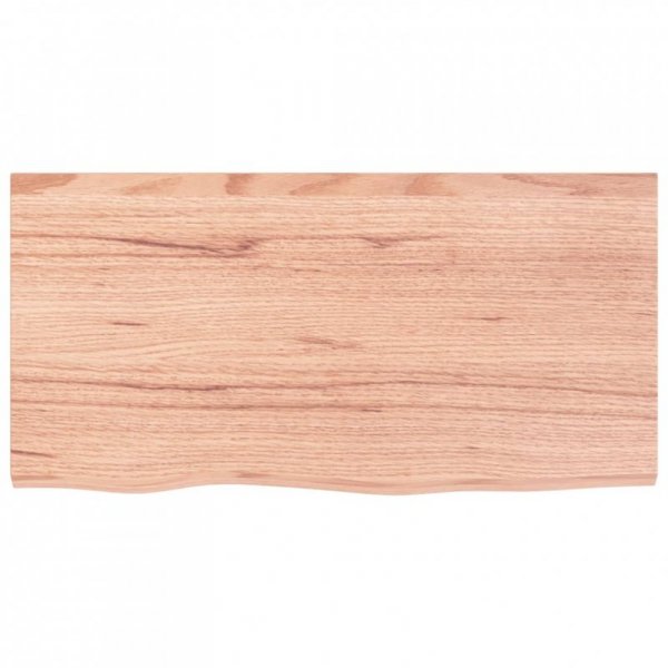 Półka, brązowa, 80x40x(2-6) cm, lakierowane lite drewno dębowe