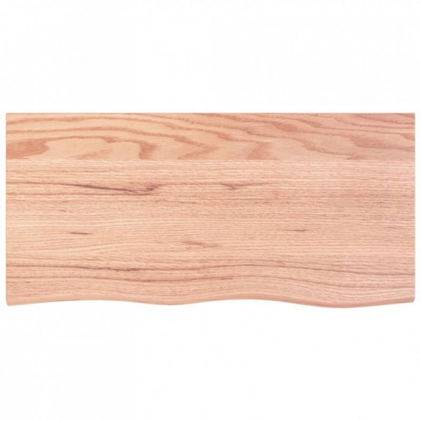 Półka, brązowa, 100x50x(2-6) cm, lakierowane lite drewno dębowe