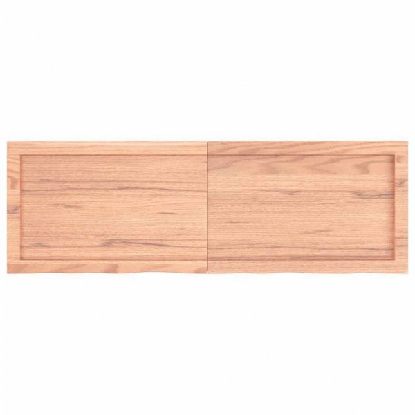 Półka, brązowa, 120x40x(2-6) cm, lakierowane lite drewno dębowe
