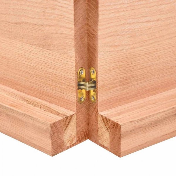 Półka, brązowa, 140x40x(2-6) cm, lakierowane lite drewno dębowe