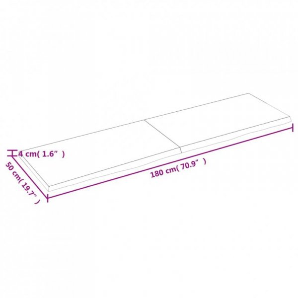 Półka, ciemnobrązowa, 180x50x(2-4) cm, wykończone drewno dębowe