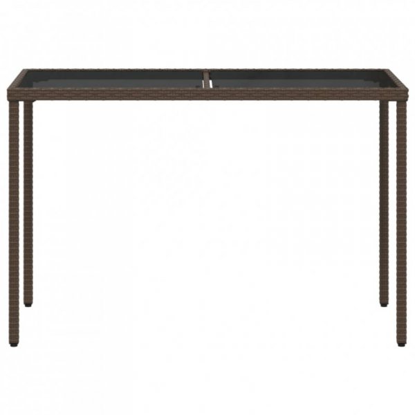 Stół ogrodowy ze szklanym blatem, brąz, 115x54x74 cm, rattan PE