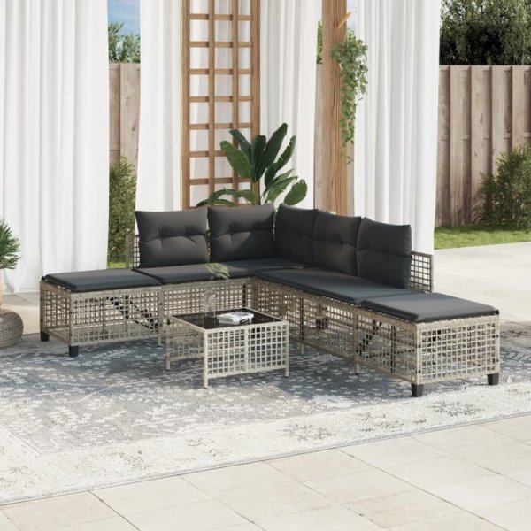 3-cz. narożna sofa ogrodowa z poduszkami, jasnoszara