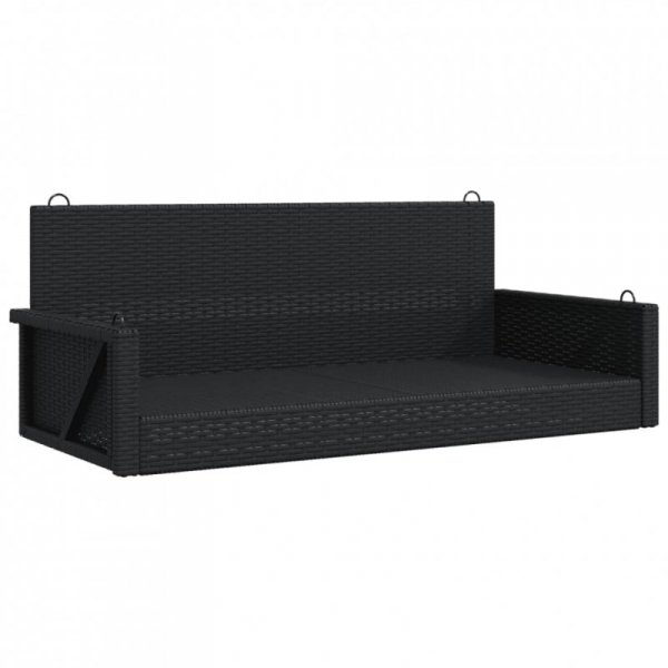 Ławka bujana, czarna, 119x56x48 cm, polirattan