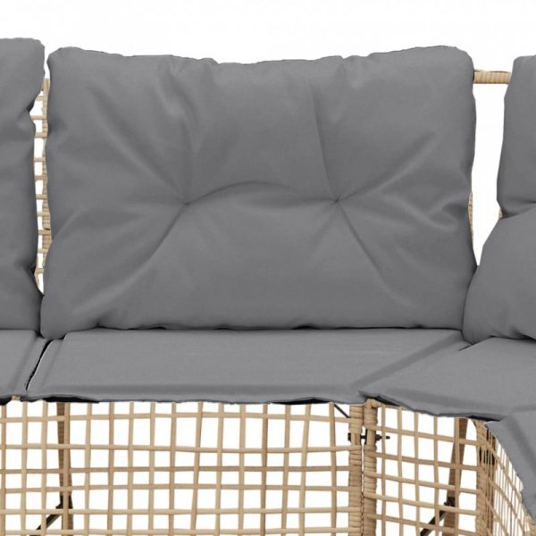 Narożna sofa ogrodowa z poduszkami i podnóżkiem, polirattan