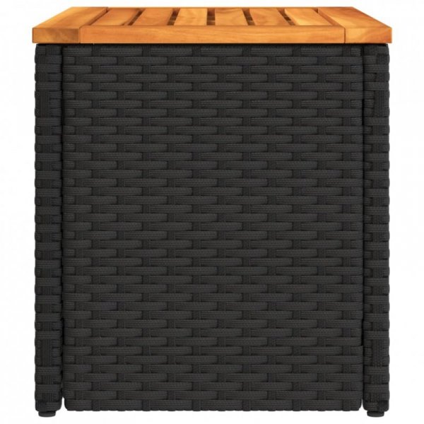 Stoliki ogrodowe, 2 szt, czarne, 55x34x37cm, rattan PE i drewno