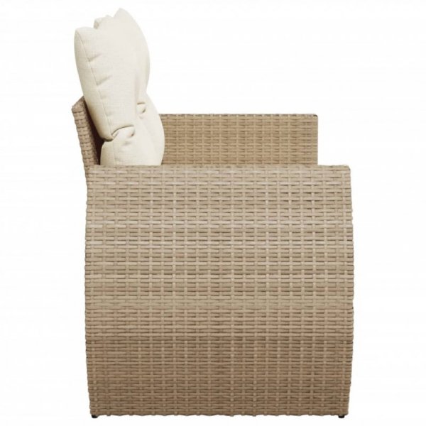 Sofa ogrodowa z poduszkami, 2-osobowa, beż, polirattan