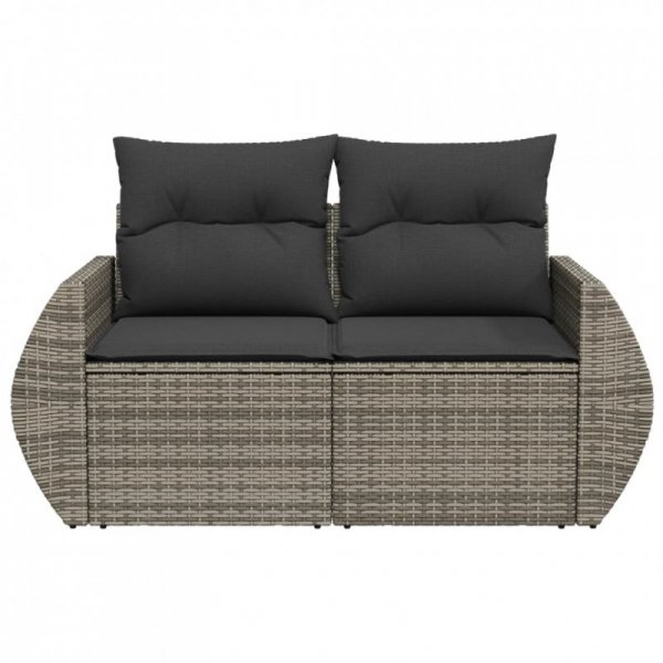 Sofa ogrodowa z poduszkami, 2-osobowa, szara, polirattan