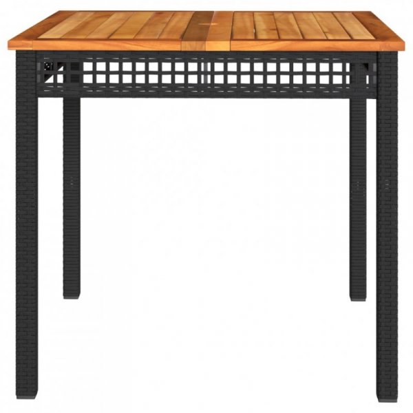 Stolik ogrodowy, czarny, 80x80x75 cm, polirattan i akacja