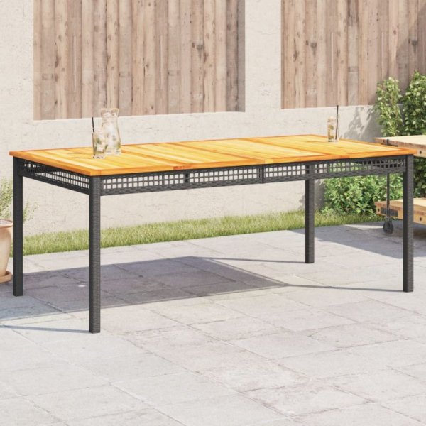 Stół ogrodowy, czarny, 180x90x75 cm, polirattan i akacja
