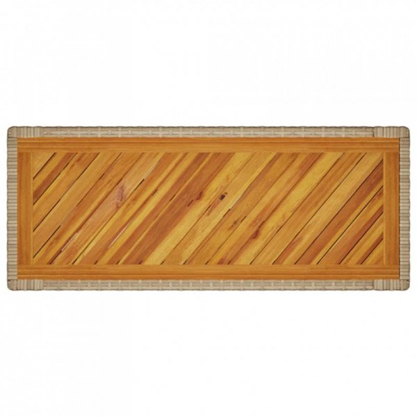 Stolik ogrodowy z drewnianym blatem, beżowy, 100x40x75 cm
