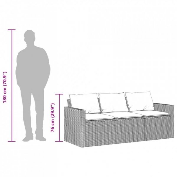 Sofa ogrodowa z poduszkami, 3-osobowa, beż, polirattan