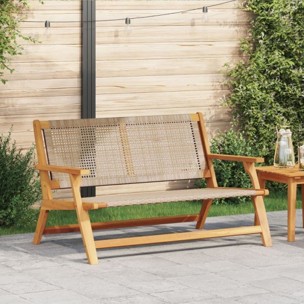 Ławka ogrodowa  Beżowa 122x76x73,5 cm z litego drewna akacjowego