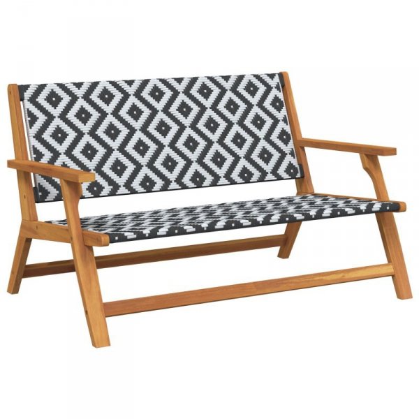 Ławka ogrodowa  Czarna i Biała 122x76x73,5 cm Lite drewno akacjowe