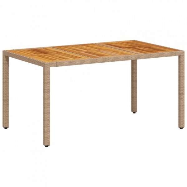 Stół ogrodowy, beżowy 150x90x75 cm, rattan PE i drewno akacjowe