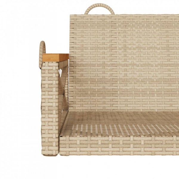 Ławka bujana, beżowa, 109x62x40 cm, polirattan