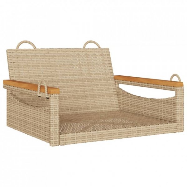 Ławka bujana, beżowa, 63x62x40 cm, polirattan