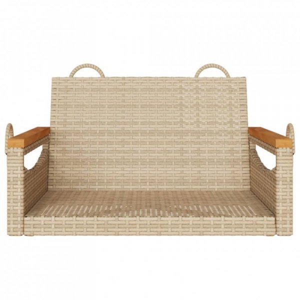 Ławka bujana, beżowa, 63x62x40 cm, polirattan