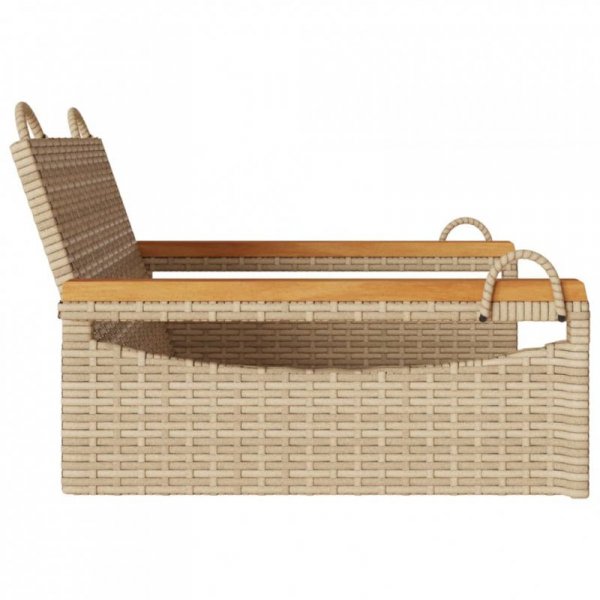 Ławka bujana, beżowa, 63x62x40 cm, polirattan