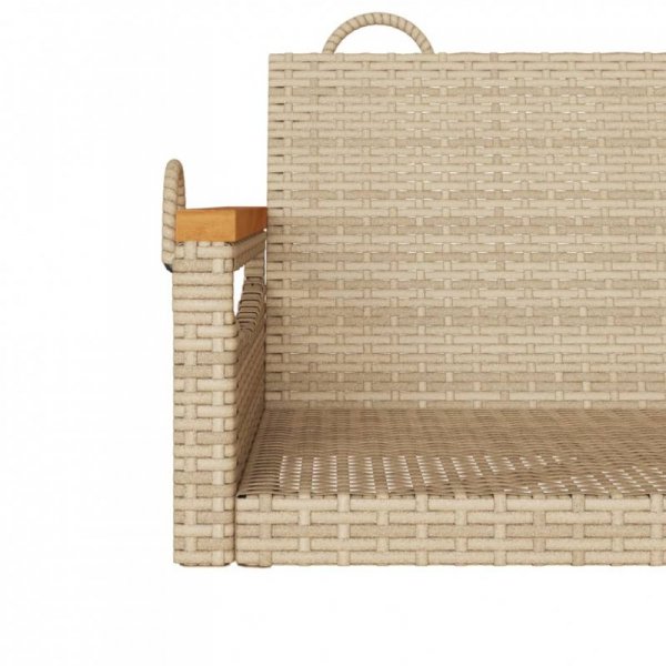 Ławka bujana, beżowa, 63x62x40 cm, polirattan