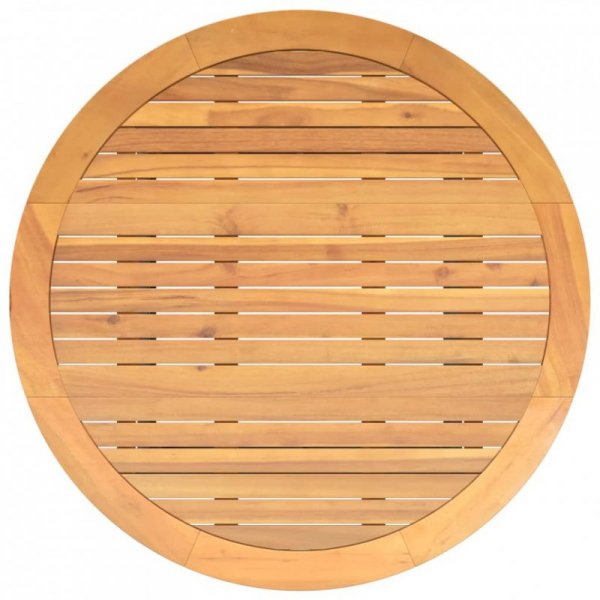 Stół ogrodowy z akacjowym blatem, czarny, Ø110x71 cm, rattan PE