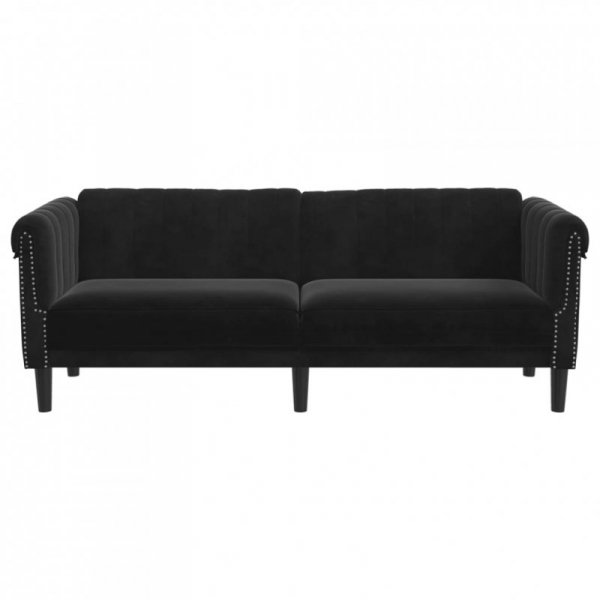 Sofa 3-osobowa, czarna, tapicerowana aksamitem
