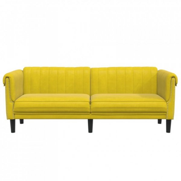 Sofa 3-osobowa, żółta, tapicerowana aksamitem