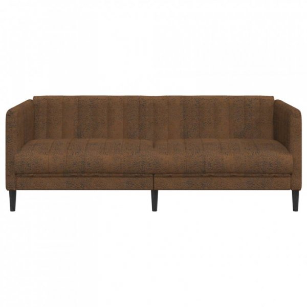 Sofa 3-os., brązowa, sztuczna skóra zamszowa