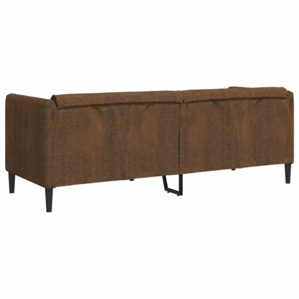 Sofa 3-os., brązowa, sztuczna skóra zamszowa