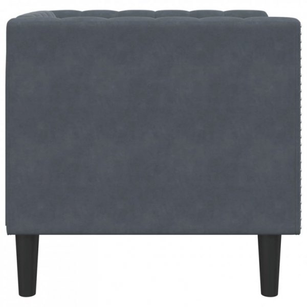 Fotel Chesterfield, ciemnoszary, tapicerowany aksamitem