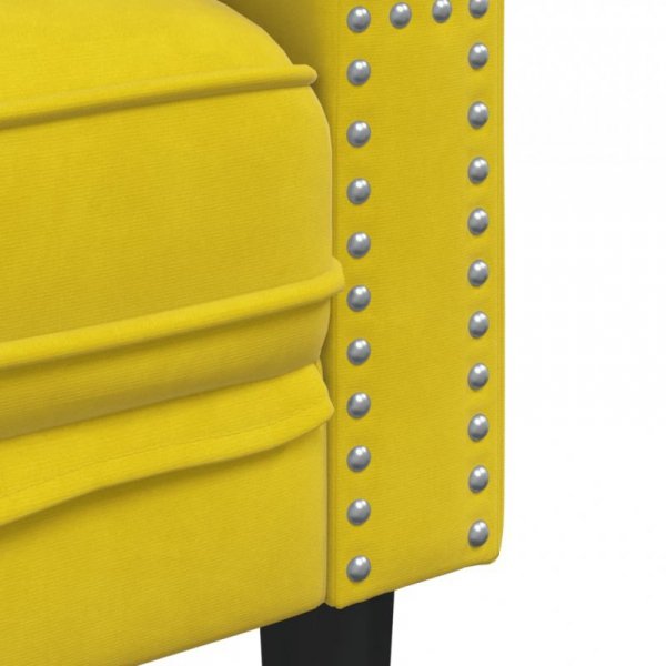 Fotel Chesterfield, żółty, tapicerowany aksamitem